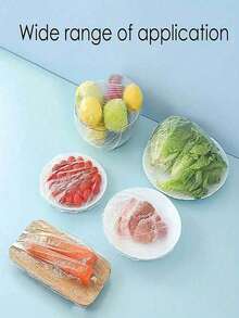 50pcs/100pcs Reusable Elastic Food Storage Lids - Transparent Elastic Plastic Packaging For Storing Leftovers, Fruits, And Vegetables - Perfect For Kitchen, Refrigerator, And Countertop Storage - White - View 4