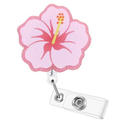 Cuộn dây đeo thẻ hình hoa dâm bụt dễ thương, Giá đỡ thẻ ID màu hồng có thể thu gọn, Kẹp thẻ làm việc dành cho điều dưỡng nhi khoa, phòng cấp cứu, y tá, điều dưỡng viên, y tá phụ tá, trợ lý điều dưỡng, trợ lý y tế, chuyên viên vật lý trị liệu, chuyên viên trị liệu nghề nghiệp, nhân viên nhân sự, nhân viên xã hội, y tá, bác sĩ, giáo viên, sinh viên điều dưỡng.