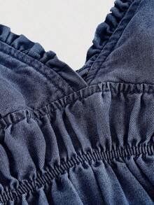 Women's Casual Denim Slip Dress For Summer - Lavado oscuro - Ver 4