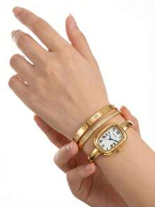 3pcs Women's Watch Set, Elegant Minimalist Fashion Watches Suitable For Daily Wear And Decoration - Gold - View 4