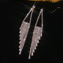 1 Pair Everyday Fashionable Geometric Tassel Pendant Earrings - White - View 5