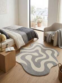 1pc Washable Abstract Faux Wool Rug, Decorative Carpet, Bedroom Decor, Small Rug, Carpet, Home Decor, Living Room Rug, Living Room Small Rug, Bedroom Rug, Living Room Home Decor, Outdoor Rug, Cleanable Rug - Multicolor - View 5