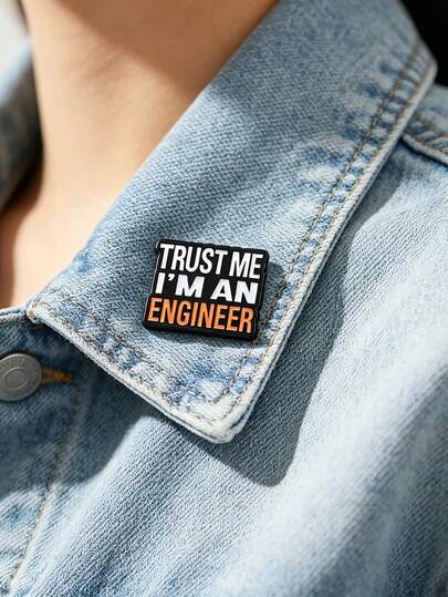 1PC Funny Sarcasm Engineer Quote Enamel Pins, "0 Days Without Sarcasm" & "Trust Me I'm An Engineer" Brooch Set, Black Text Badge Pins For Backpack, Denim Jacket, Hat, Gift For Engineers & Sarcasm Lovers