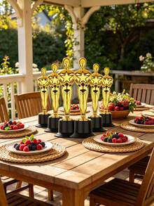 1/3/5/10pcs Gold Trophy, Gold Medal, Mini Trophy, Star-Shaped Little Gold Man Trophy, Plastic Trophy, Suitable For Competition, Event, Sports Match, Party Decoration, Performance, Award Ceremony And Recognition Gift - A - View 10
