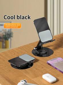 360° Rotatable Metal Desktop Phone Stand, Height Adjustable Foldable Lazy Holder For Live Streaming, Video Watching, Compatible With Mobile Phones & Tablets - A - View 9