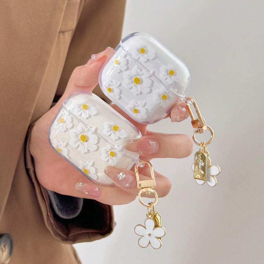 1个花卉图案保护套，兼容苹果1/2/3/4、Pro/Pro2无线蓝牙耳机 - 彩色 - 查看 1