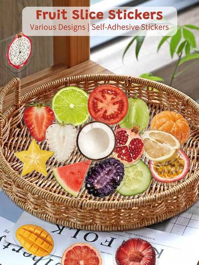 50pcs Sliced Fruit Stickers (Transparent PET) – Perfect For Scrapbooks, Notebooks, Tablets, Water Bottles, Parties, Phone Cases, Luggage, And Holiday Gift Decorations Scrapbook Supplies Scrapbooking