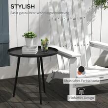 Outdoor Side Table, Garden Table, Round Patio Table, Steel, Ø 40 X H 50 Cm, Black - Black - View 6