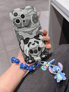 Disney Has Authorized, Phone Case - Chain Set, The Stitch Lilo & Stitch Phone Case Plus A Silicone 3D Or Fluffy Style Stitch Bracelet With Metallic Ring Removable Bracelet, Stitch And Angel Pattern, Compatible With Iphone 17/16/15/14/13/12/11/XS/XR/X Plus Pro Max, Wavy Design Phone Case For Girl, A Stylish Cartoon Summer Phone Case, The Perfect Gift Choice, Phone Protection, Durable Phone Cover, Great Gift For Friends And Family - Kiểu trắng B - Xem 2