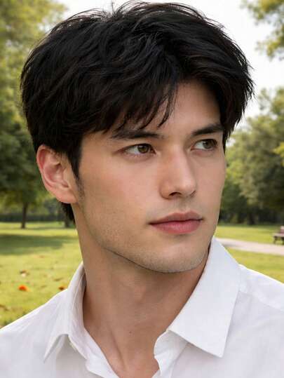 8英寸假发，耐热合成纤维，时尚百搭，适合所有男士