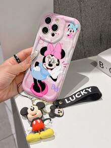 This Disney Mickey Mouse Lanyard Phone Case Is Fully Covered In TPU Material. It's Shockproof, Lightweight, And Compatible With IPhone17/16/11/13/15/15 Plus/15 Pro/15 Pro Max/12/14 Pro Max/11 Pro Max/12 Pro/12 Pro Max/13. This Phone Case Makes A Popular Birthday Gift Or Business Gift; It's Durable, Stain- And Fingerprint Resistant, And Suitable For Both Men And Women. The Set Also Includes A Mickey Mouse Phone Case And A Mickey Mouse Plush Bracelet. It's A Perfect Gift For Friends And Family. This Stylish Phone Case Is Fun, Lightweight, And Durable. IPhone17 Pro Max Phone Case, Minnie Mouse Phone Case. - trắng - Xem 2
