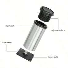 4个可调节柜腿，适用于桌子、沙发、床、茶几等家具，金属替换腿 - 黑色 - 查看 6