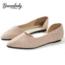 Breezelady Women's Beige Textured D'Orsay Flats – Crafted With A Woven, Linen-Like Textured Upper And A Sleek Pointed Toe, These D'Orsay Flats Feature A Cushioned Insole For All-Day Comfort. The Lightweight, Flexible Design Makes Them Ideal For Office Wear, Brunch Dates, Or Casual Outings. Pair With Tailored Pants, Dresses, Or Skirts For A Polished, Modern Look. - 亞麻 - 查看 2