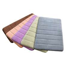 Bathroom Door Mat In Coral Fabric With Absorbent, Non-Slip Foam Filling. - 黑色的 - 查看 5
