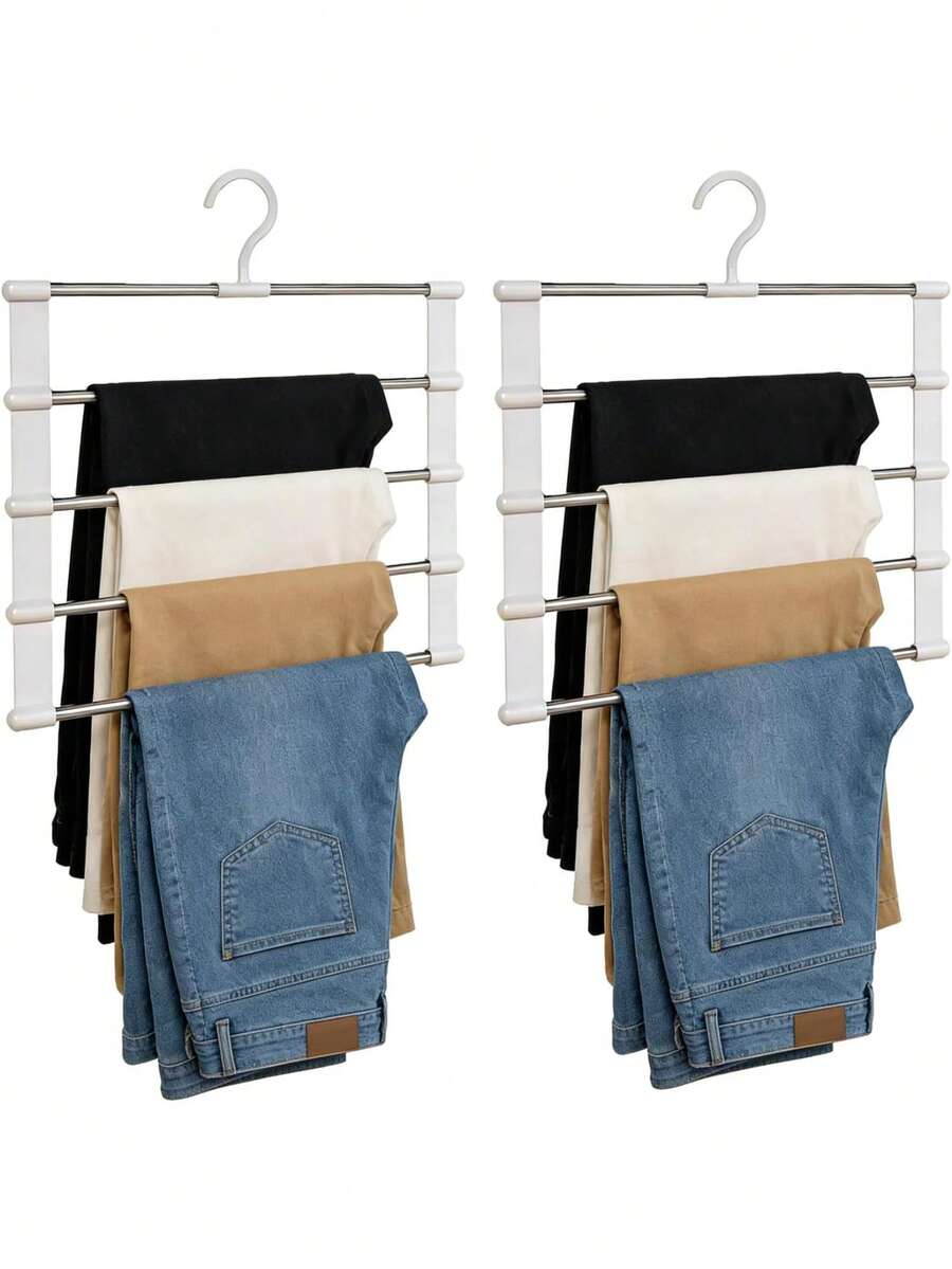 1pc Portable Travel Pants Hanger - 7 Layers, Multi-Functional Metal Hanging Rack Suitable For Pants, Jeans, Skirts, Scarves And Leggings. An Essential Travel Accessory With Space-Saving Foldable Design For Efficient Wardrobe Organization. - Multicolor - View 1
