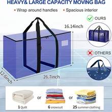 6 Pack Moving Bags Heavy Duty, Extra Large Storage Totes Bag With Zippers And Sturdy Handles, Packing Bags For Moving, Storage, Travel, Space Saving, Moving Boxes College Essentials Blue. - 查看 4