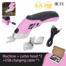 Hormy Cordless Electric Scissors 3 7V Fabric Cutter Equipped With 2 Blades And 1 Charging Line For Cotton And Wool Fabrics Leather Products Vinyl Building Fabrics Rubble Cardboard Cardboard Plastic PVC And Aluminum Sheets - Pink - View 10
