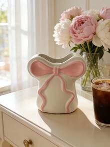3pcs Pink Bow White Flower Vase, Cute Vase Suitable For Decorating College Dorms, Nurseries And Apartment Bedrooms, Adding Feminine Charm, Home Decor, Best Gift Choice - A - View 15
