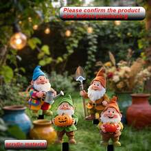 4 piezas Decoración de jardín bohemia con gnomos lindos, planos en 2D, adecuados para el patio, el césped, las plantas en macetas, regalo perfecto para fiestas - A - Ver 2