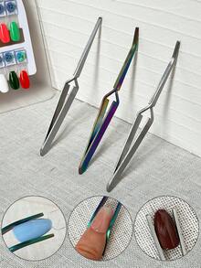 1pc Multi-Functional Nail Shaping Clip, Crystal Nail Shaping Tweezer, Nail Gel Curing Clip - Multicolor - View 2