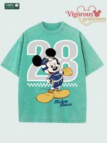 "Race Driver Mickey Mouse #28" Sporty Disney T-Shirt - Màu xanh Bạc hà - Xem 2