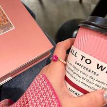 3 chiếc nhẫn đính hạt hình hoa hồng màu hồng, nhẫn hạt cúc tinh tế, làm thủ công theo phong cách Hàn Quốc, hàng mới về mùa xuân/hè 2026. - Xem 4