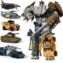 Haizhixing 5 en 1 Robot de transformación coche de juguete Anime Devastator avión tanque modelo KO niños colección de camiones chico regalo para adultos - HZX B-105 - Ver 1