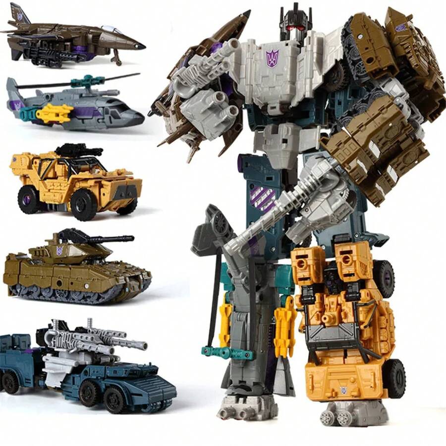 Haizhixing 5 en 1 Robot de transformación coche de juguete Anime Devastator avión tanque modelo KO niños colección de camiones chico regalo para adultos - HZX B-105 - Ver 1
