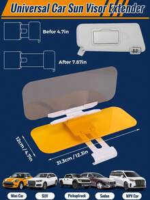 Visera parasol extensible 2 en 1 para día y noche antirreflejo, ajuste universal para SUV y camioneta - Parasol de doble uso - Ver 2