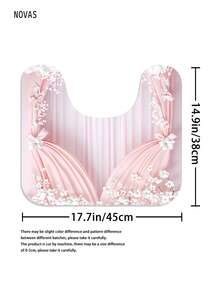1/3/4件套粉色蝴蝶结樱花浴室套装,浪漫少女风防水防滑面料浴室装饰,包含马桶盖套和U型浴垫,12个挂钩,适用于家居/卧室/客厅/家用物品 - A - 查看 11