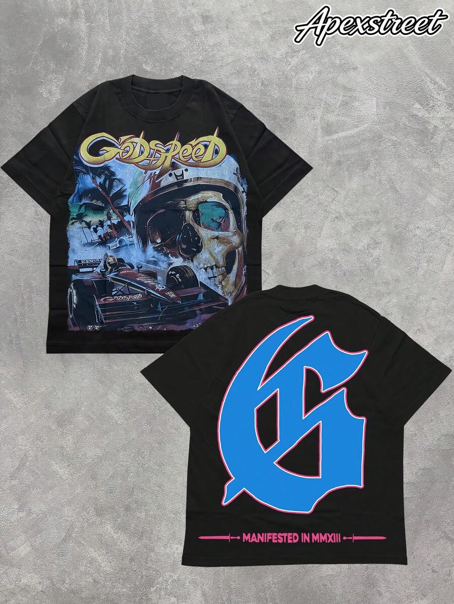 Godspeed F1 Dreams T-Shirt, High Quality Thick Heavyweight, New Autumn Fashion For Men, Premium Cotton Fabric, Suitable For Street Style, Machine Washable, Daily Gift - Black 4 - View 1
