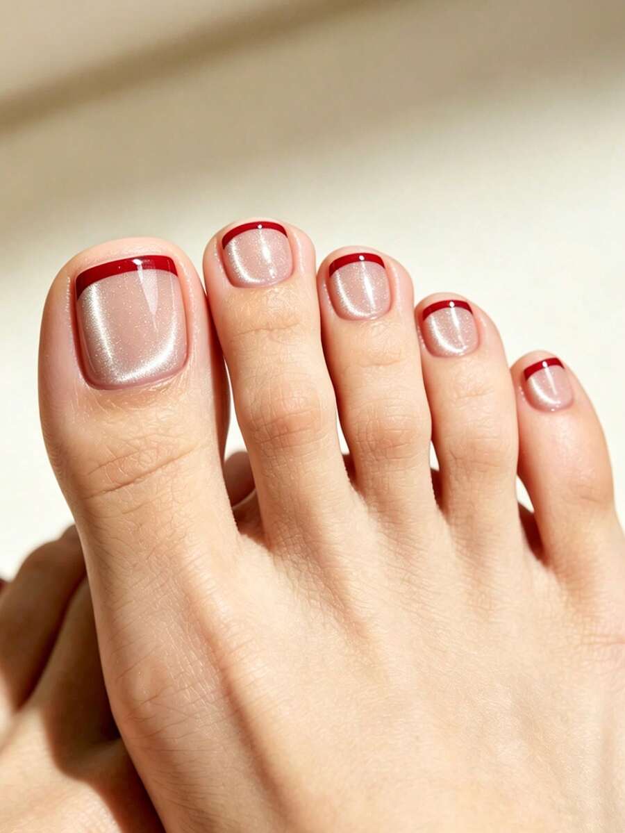 Bộ 24 móng giả ngắn màu đỏ hình mắt mèo đính hạt thủy tinh dành cho nữ, độ phủ toàn bộ móng, bao gồm 1 miếng dán và 1 dũa móng mini, thích hợp sử dụng hàng ngày, giao hàng ngẫu nhiên kèm keo dán. - Đỏ - Xem 1