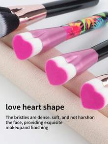 1pc Heart-Shaped Makeup Brush, Foundation, Blush, Concealer, Eyeshadow Brush, Non-Shedding, Soft On Skin - Multicolor - View 4