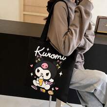 High-Quality Cat Design Shoulder Bag, Multi-Functional Large Capacity Canvas Tote Bag, Student Commuter Handbag, Outdoor Fashionable Cute Backpack With Zipper Interior - Square - View 3