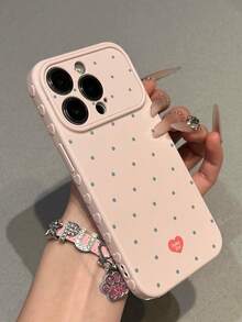 1个心形窗口极简波点心形支架手机壳，兼容 17 Pro Max、16/15/14 Plus/12/11，全包防摔侧边心形保护壳，适合女孩/女性，生日/母亲节礼物 - 淺粉色 - 查看 2