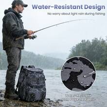 1Pc 42L/11Gal Fishing Backpack Large Capacity Fishing Tackle Storage Bag With Rod Holders 16-Pocket Water-Resistant With Divider Adjustable Padded Straps For Fishing Gear Outdoor Camping Hiking Spring Summer - Camouflage - View 7