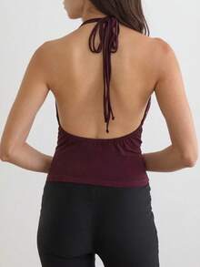 Women Studded Tank Top Silver Rivets Trim Crop Top Sleeveless Going Out Tops  Streetwear - Putih 2 - View 2