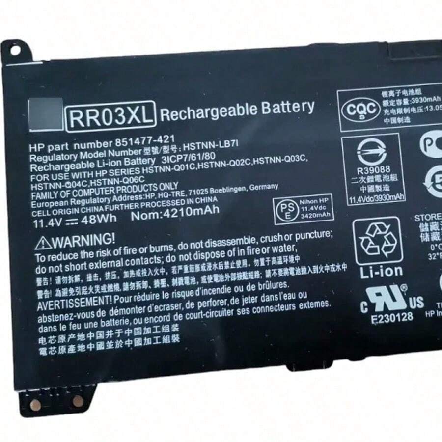 DEMTECH Batería de Repuesto RR03XL RR03048XL para 430 G4, 440 G4, 450 G4, 455 G4, 470 G4, MT20 | Compatible con HSTNN-UB7C, HSTNN-I74C, 851477-541, 851610-850, 851477-421 | 11.1V 48Wh | Alta Capacidad, Larga Duración, Certificada, Ideal para Sustituir Baterías Agotadas o Dañadas en Portátiles Serie G4 y MT20 | Fácil Instalación, 100% Compatible con Especificaciones Originales | Perfecta para Uso Profesional, Estudiantil o de Oficina | Garantía Incluida - Tipo de Enchufe A USA (110-127V) - Ver 1