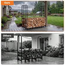 Estante para leña de exterior de alta resistencia para jardín, patio y chimenea – Soporte de troncos de metal duradero con organizador de almacenamiento de madera resistente y elegante – 185x84x188cm - Normal - Ver 4