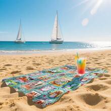 1pc Creative Floral & Cat Design Beach Towel - Quick Dry Super Soft Microfiber, Large Size Quick Dry Absorbent Beach Towel, Anti-Sand For Travel, Swimming Pool, Yoga, Gym, Beach Holiday Essential Gift (Single-Sided Print) - Multicolor - View 9