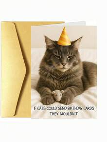 Kartu Ulang Tahun Kucing Lucu - Kartu Ucapan Ulang Tahun yang Humor dan Lucu - beraneka warna - View 1