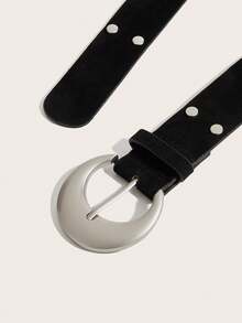 1pc Women's Classic PU Leather Belt, Fashion Accessory With Rivet Decor, Suitable For Pants, Dresses, Daily Wear, Party, Club - Black - View 4