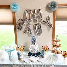 6pcs Oh Baby Balloon Banner Set, Gold, Silver, Rose Gold, Pink, Suitable For Baby Shower Party Photo Props, Photography Backdrop, Gender Reveal Party Decor, Birthday, Cake Table Decor, Baby Room Decoration, Party Supplies - Multicolor - View 7