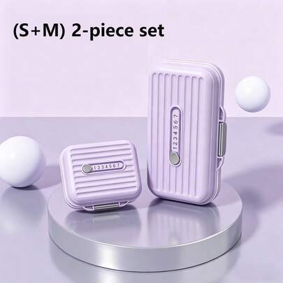 Hộp đựng thuốc du lịch cầm tay Ptyism 2 chiếc (cỡ lớn và nhỏ, màu tím) - Hộp đựng thuốc tiện dụng khi đi du lịch và sử dụng hàng ngày, v.v.