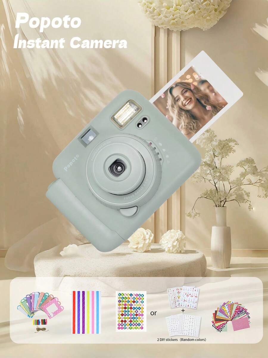 Set de regalo de cámara instantánea Popoto, captura fotos coloridas en 1 minuto, compatible con película Mini11/12, regalo ideal para cumpleaños, fiestas, eventos al aire libre, bodas (baterías y película no incluidas)