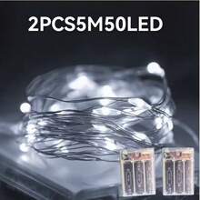 1条5米50LED/10米100LED串灯,电池供电,暖白/白/彩色,最适合花园/庭院/树木/房间装饰(不含电池) - 彩色 - 查看 29