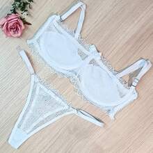 Nara Set With Removable Straps Ref. 618 Lace Bra With Underwire And Lining, Strapless Style. - White - View 3