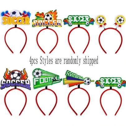 4pcs Random Style World Cup Themed Headbands, USA/Canada/Mexico Football Fan Cheering Decorations, Soccer Badge Hair Clips,Cheer For World Cup 2026