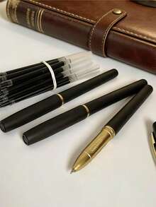 22/21 piezas Bolígrafos de punta de bola con acabado mate (incluye 2/1+20 recambios). Bolígrafos de punta de bola con revestimiento negro mate de alta calidad y experiencia de escritura suave. Incluye 20 recambios de 0.5mm de gran capacidad, adecuados para oficina, negocios, firma de documentos y regalo. - bolígrafo - Ver 8