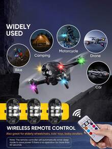 Bộ 1/2/4/6 đèn LED nhấp nháy không dây có điều khiển từ xa, đèn mini 8 màu sạc USB, đèn cảnh báo khẩn cấp chống va chạm cho ô tô, xe máy, máy bay không người lái, máy bay, xe đạp. - A - Xem 4